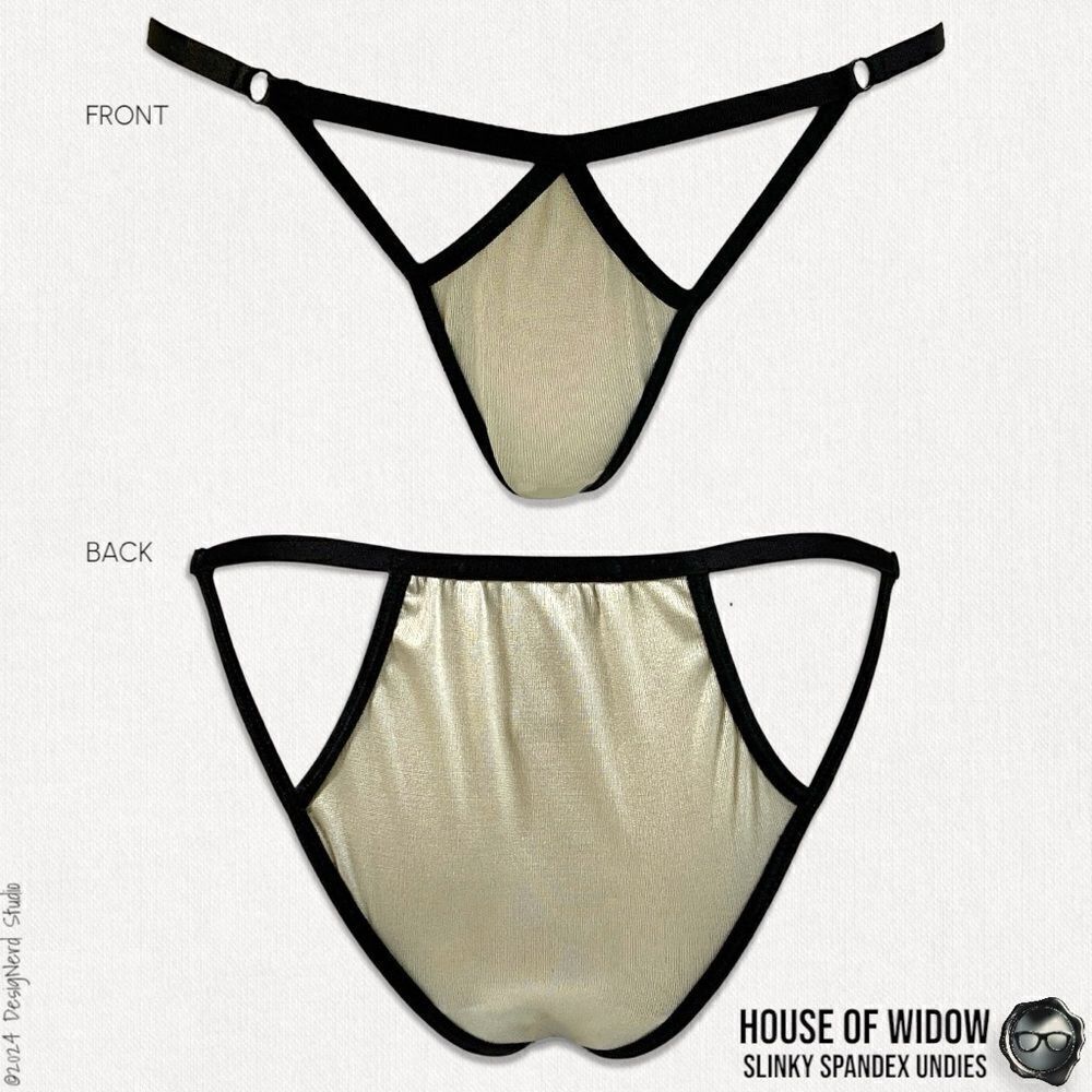 DOLLS KILL X HOUSE OF WIDOW SLINKY SPANDEX UNDIES IN OFF WHITE CHAMPAGNE PEARL M